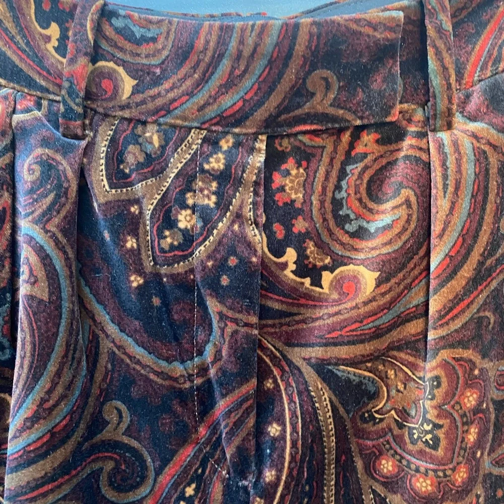 Banana Republic Paisley Velvet Wide‑Leg Pants Size 2 Quiet Luxury Old Money - Picture 5 of 13